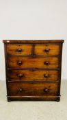 VICTORIAN MAHOGANY TWO OVER THREE CHEST OF DRAWERS W 109CM D 52CM H 121CM.