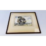 A FRAMED WATERCOLOUR "NEAR HANTS FERRY KENT" BEARING SIGNATURE PETER CUSHING,