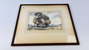 A FRAMED WATERCOLOUR "NEAR HANTS FERRY KENT" BEARING SIGNATURE PETER CUSHING,