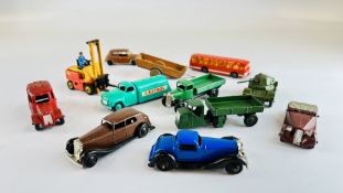11 UNBOXED VINTAGE DINKY TOYS.