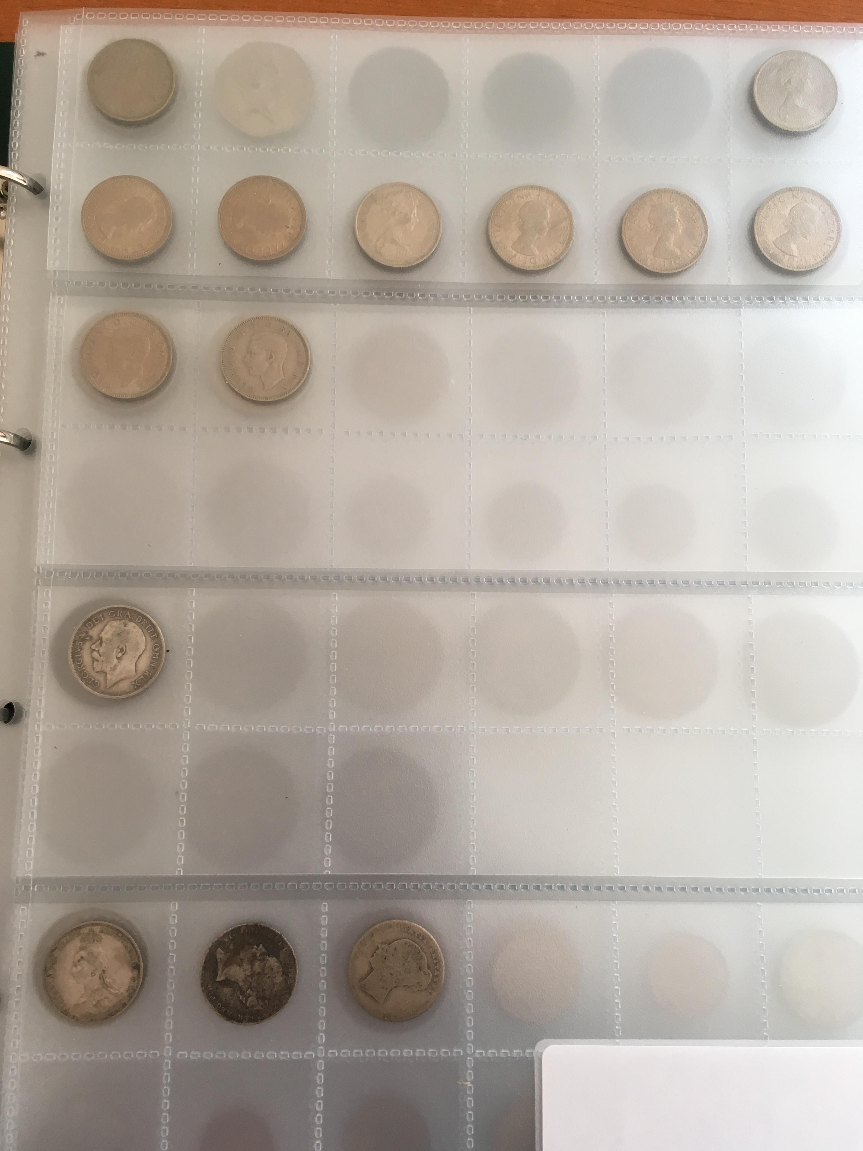 COINS: ALBUM OF MIXED COINS INCLUDING 1887 DOUBLE FLORIN, 1936 AND 1937 PENNIES, A FEW OTHER SILVER, - Image 3 of 8