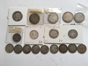 COINS: ENGLISH FLORINS (5) AND SHILLINGS (12), MAINLY VICTORIAN (17).