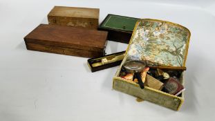A BOX OF COLLECTIBLES TO INCLUDE A LINDOP GUN CLEANING KIT, BOX OF TRINKETS TO INCLUDE WRIST WATCH,