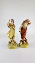 A PAIR OF LEADBEATER STYLE PARIAN WARE FEMALE FIGURE STUDIES, HEIGHT 40CM.
