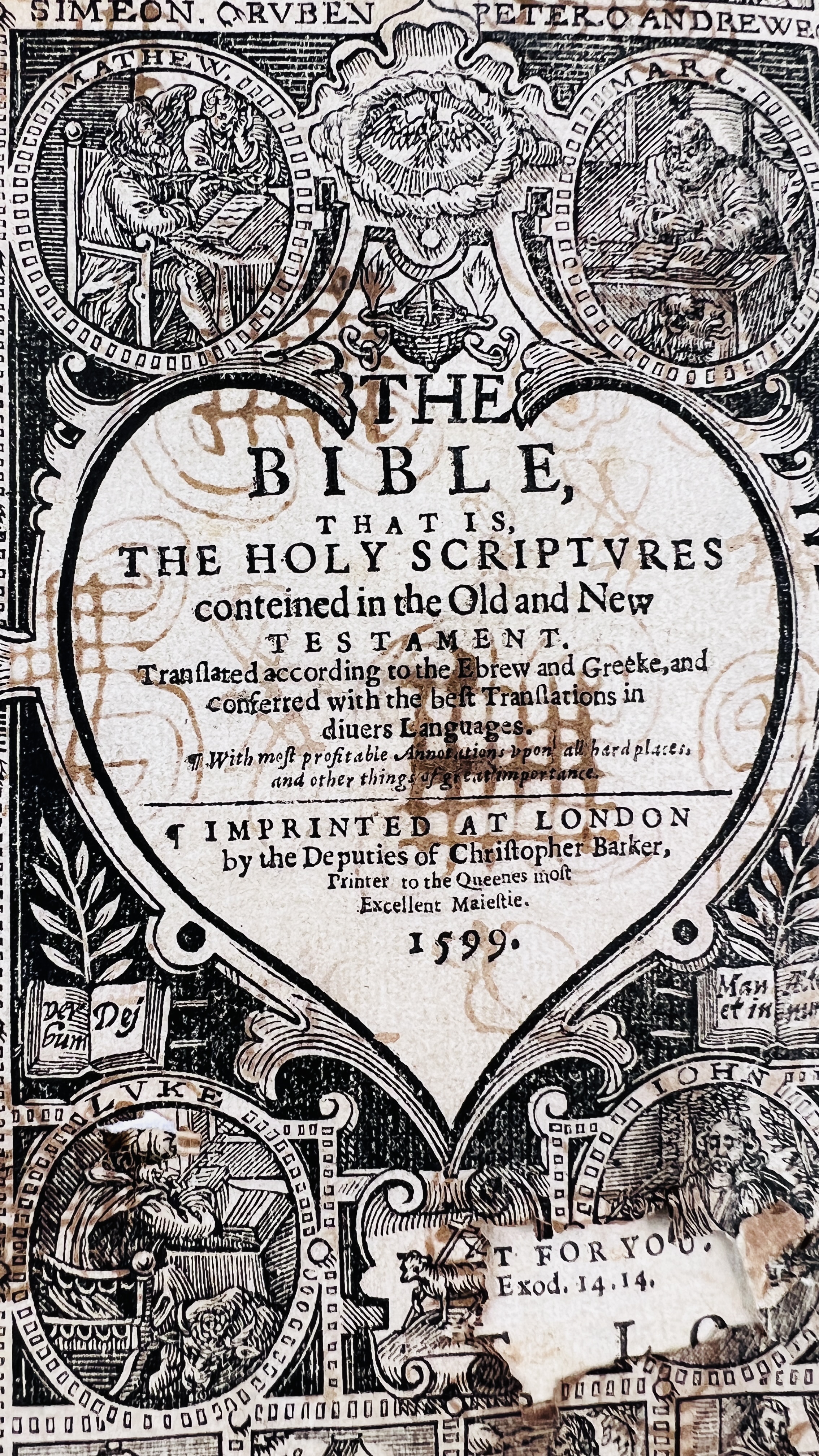 A rare copy of the Geneva Bible, often called Breeches Bible, 1599, - Image 4 of 20