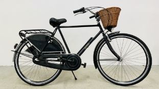 A GENT'S DUTCHIE 3 SPEED BICYCLE MADE IN HOLLAND, COMPLETE WITH BASKET AND REAR CARRIER AS NEW.