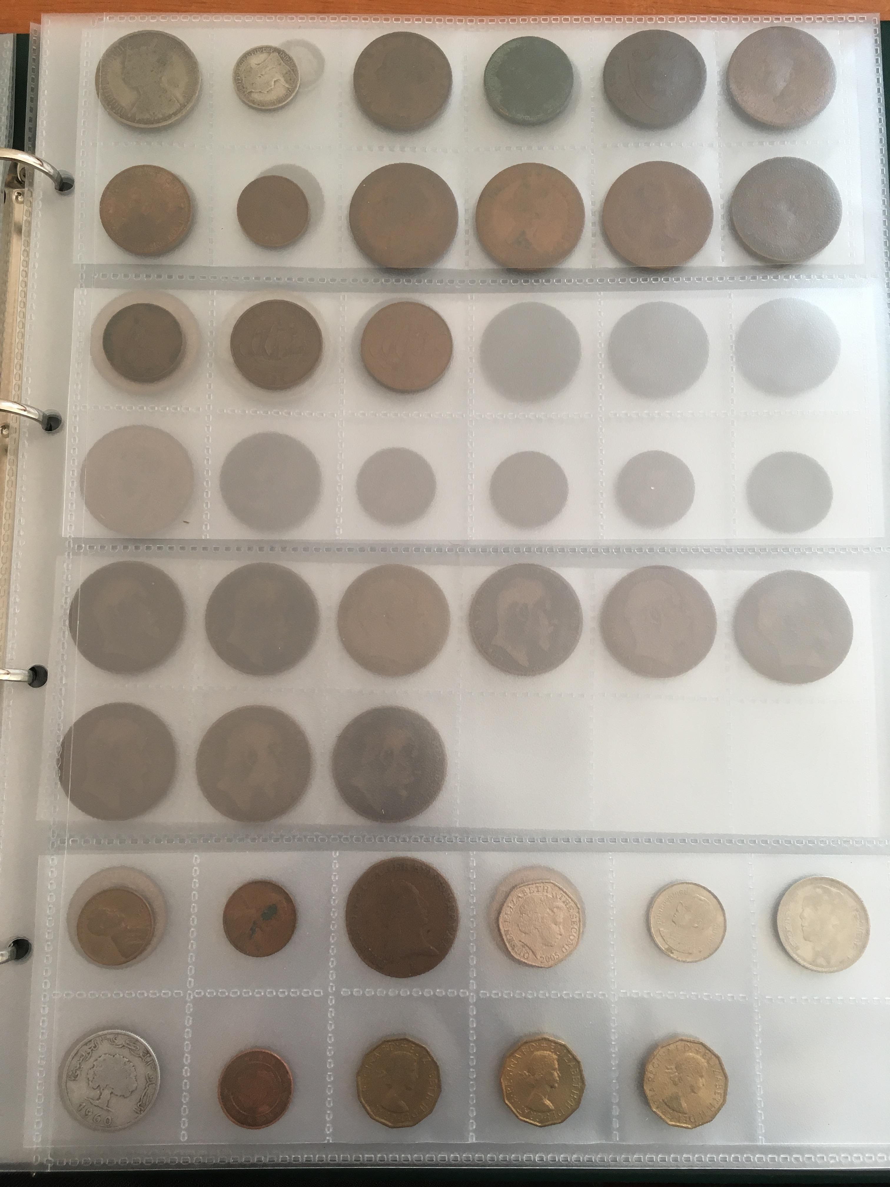 COINS: ALBUM OF MIXED COINS INCLUDING 1887 DOUBLE FLORIN, 1936 AND 1937 PENNIES, A FEW OTHER SILVER, - Image 4 of 8