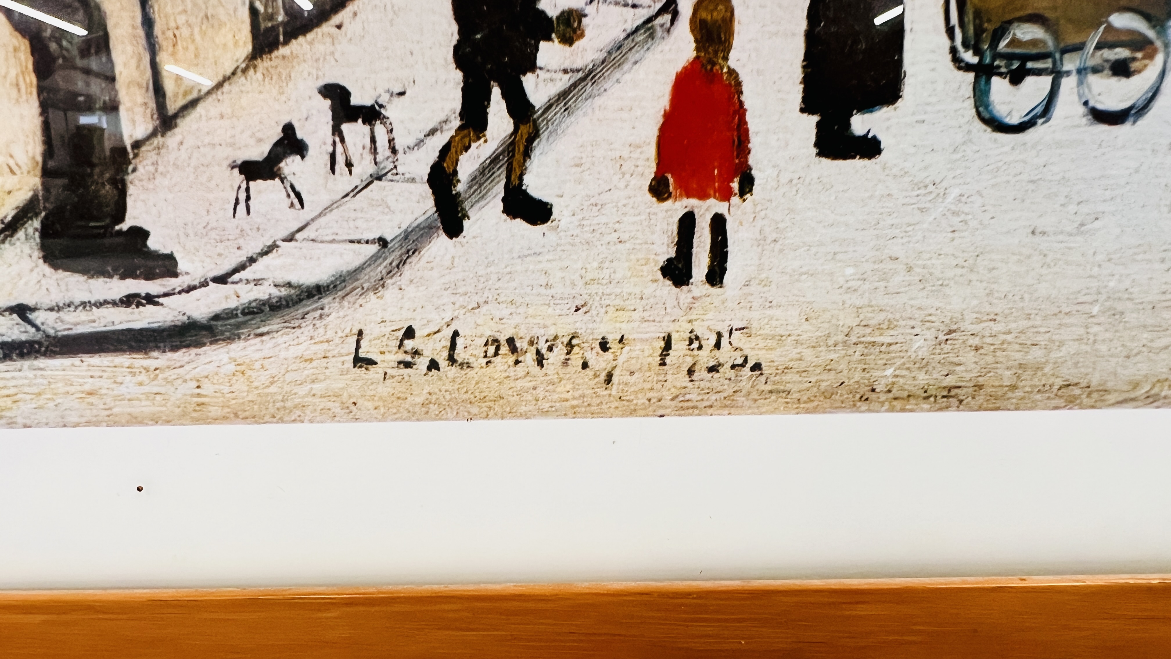 A FRAMED LOWRY PRINT "STREET SCENE" W 53CM X H 43CM. - Image 3 of 4