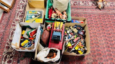 5 X BOXES CONTAINING A QUANTITY OF VINTAGE TOYS AND GAMES TO INCLUDE LEGO,