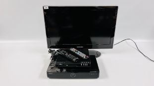 A SAMSUNG 26 INCH TV MODEL UE26C4000PW AND REMOTE CONTROL ALONG WITH TEKNIQUE T180 DVD PLAYER AND A