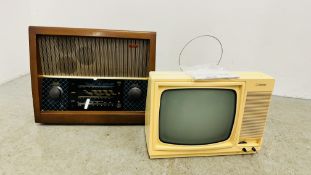 A VINTAGE MURPHY VALVE RADIO ALONG WITH A FERGUSON VINTAGE TV - COLLECTORS ITEMS ONLY.