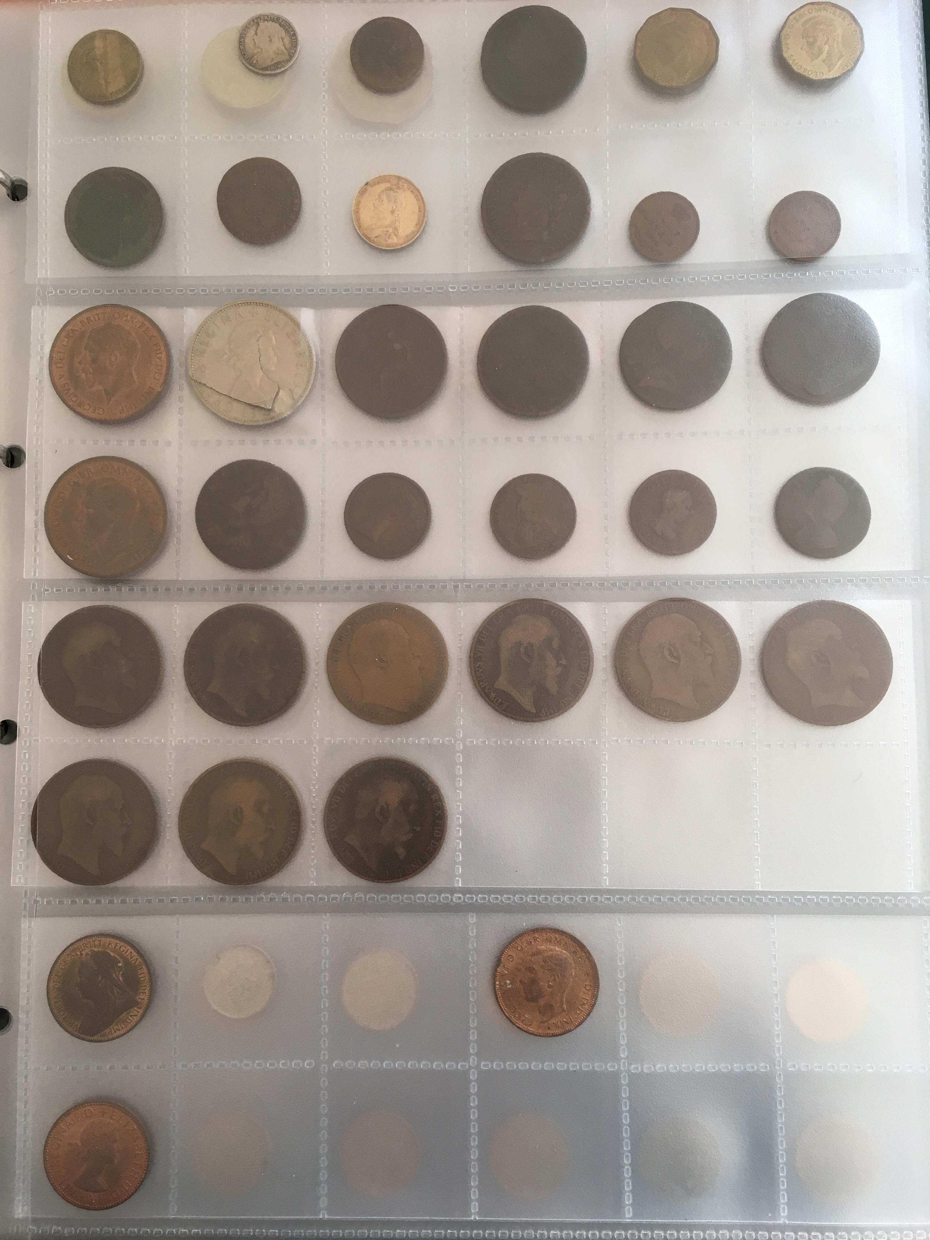 COINS: ALBUM OF MIXED COINS INCLUDING 1887 DOUBLE FLORIN, 1936 AND 1937 PENNIES, A FEW OTHER SILVER, - Image 5 of 8