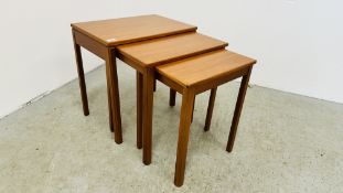 A NEST OF 3 MCINTOSH RETRO TEAK OCCASIONAL TABLES.