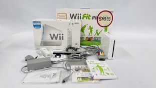 NINTENDO Wii CONSOLE WITH ACCESSORIES AND INSTRUCTIONS + Wii FIT BALANCE BOARD - SOLD AS SEEN.
