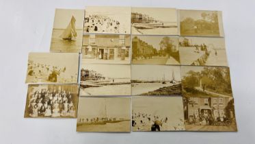 A QUANTITY OF SEPIA PHOTOGRAPHIC POSTCARDS TO INCLUDE SHOP FRONT OF C.