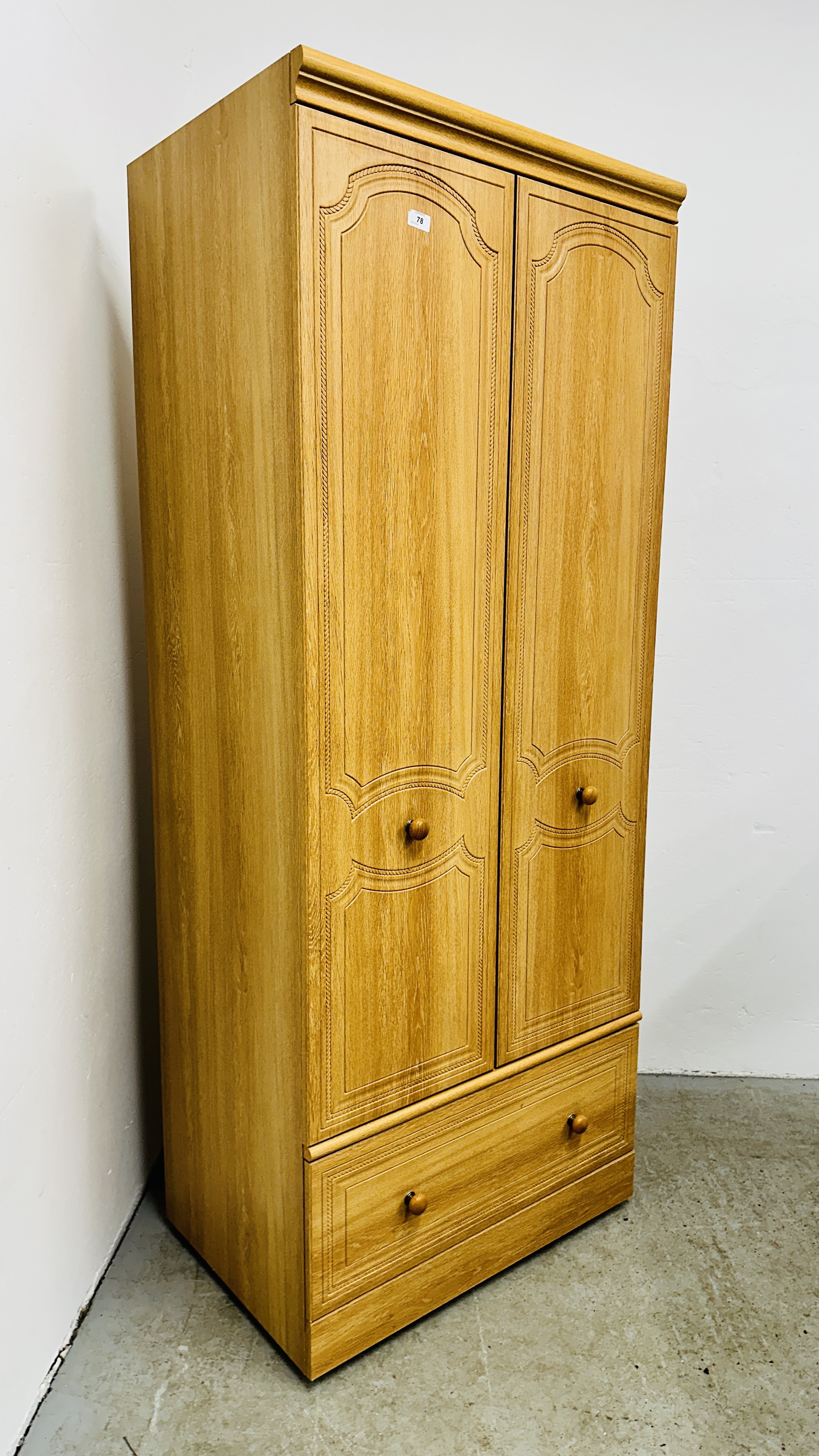 AN ALSTONS TWO DOOR ONE DRAWER WARDROBE. - Image 2 of 7