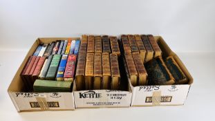 3 X BOXES OF ASSORTED BOOKS TO INCLUDE 19 VOLUMES OF "INTERNATIONAL LIBRARY OF FAMOUS LITERATURE",
