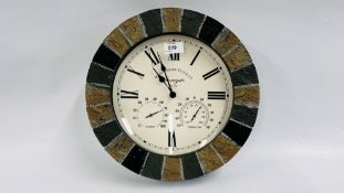 A MODERN DESIGNER BATTERY OPERATED CLOCK BY "WESTMINSTER CLOCK & Co" STONEGATE, DIAMETER 34CM.