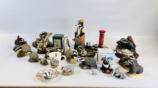 A GROUP OF BADGER ORNAMENTS TO INCLUDE LEONARDO AND COALPORT EXAMPLES.
