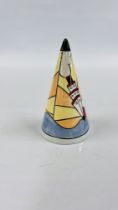 A LORNA BAILEY "CRUISE" PATTERN SUGAR SIFTER BEARING SIGNATURE H 14CM.