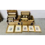2 X BOXES CONTAINING AN EXTENSIVE COLLECTION OF GILT FRAMED PRINTS TO INCLUDE BAXTER TYPE,
