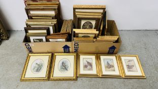 2 X BOXES CONTAINING AN EXTENSIVE COLLECTION OF GILT FRAMED PRINTS TO INCLUDE BAXTER TYPE,