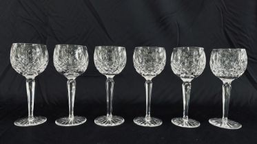 A SET OF SIX WATERFORD CRYSTAL "LISMORE" HOCK GLASSES.