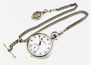 EARLY 20TH CENTURY ROLEX SILVER CASED OPEN FACED POCKET WATCH,