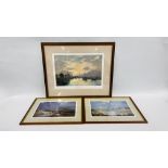 THREE FRAMED SHIRLEY CARNT PRINTS TO INCLUDE LIMITED EDITION "WELLS HARBOUR NORFOLK" 163/800 34 X