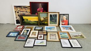 A GROUP OF ARTWORKS AND PRINTS TO INCLUDE ORIGINAL EXAMPLES BEARING SIGNATURE M.