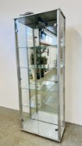 A MODERN GLAZED 4 TIER DISPLAY CABINET W 65 X D 33 X H 170CM.