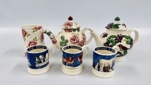 A GROUP OF EMMA BRIDGEWATER TO INCLUDE 2 WINTER MUGS,