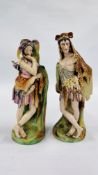 A PAIR OF PROBABLY FRENCH FIGURINES IN THE STAFFORDSHIRE STYLE C1890 DEPICTING HERCULES AND DIANA