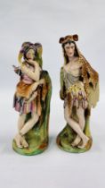 A PAIR OF PROBABLY FRENCH FIGURINES IN THE STAFFORDSHIRE STYLE C1890 DEPICTING HERCULES AND DIANA
