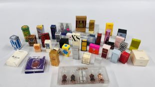 A COLLECTION OF BOXED MINIATURE PERFUMES TO INCLUDE VIVIENNE WESTWOOD, CHANEL, GIVENCHY, ANGEL ETC.