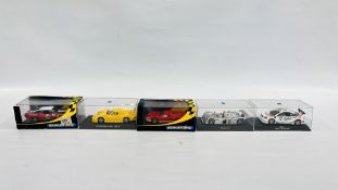 FIVE VARIOUS BOXED SCALEXTRIC RACING CARS TO INCLUDE PORSCHE GTI ETC.