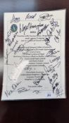 A BUNBURY CRICKET CLUB MENU BEARING SIGNATURES TO INCLUDE ONE OF BOXING INTEREST LLOYD HONEYGHAN,