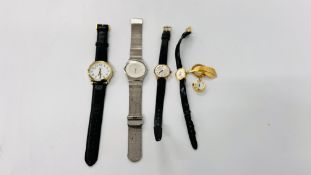 5 VARIOUS VINTAGE WATCHES TO INCLUDE DREFFA GENEVE, SKAGEN DENMARK, ROLLED GOLD FOB WATCH ETC.