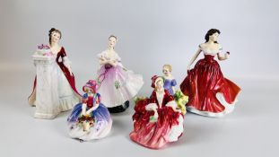 A GROUP OF SIX ROYAL DOULTON FIGURINES TO INCLUDE RENDEZVOUS HN2212 H 19CM,