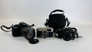 THREE VARIOUS CAMERAS TO INCLUDE CANON EOS 350D DIGITAL,