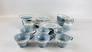 APPROXIMATELY 26 PIECES OF WEDGWOOD EMBOSSED QUEENS WARE TEA WARE.