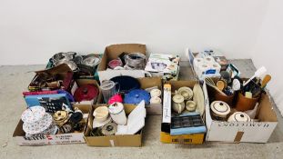 9 X BOXES KITCHENALIA AS CLEARED TO INCLUDE INVICTA LE-CREUSET STYLE CASSEROLE POT, DENBY TABLEWARE,