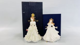 TWO ROYAL WORCESTER GOLDEN MOMENTS FIGURINES TO INCLUDE THANK YOU AND PEARL WEDDING ANNIVERSARY