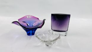 3 PIECES OF ART GLASS TO INCLUDE DAUM ETC.