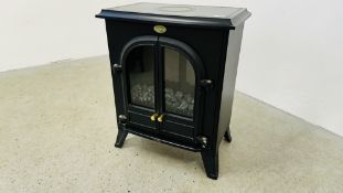 MODERN FREE STANDING BLACK FINISH DIMPLEX COAL EFFECT ELECTRIC FIRE MODEL SHB20 - SOLD AS SEEN.