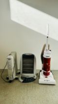 HOOVER SMART VACUUM CLEANER, ELECTRIC OIL FILLED RADIATOR AND ZENNOX HALOGEN HEATER - SOLD AS SEEN.