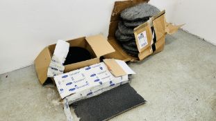 A QUANTITY OF STEEL WOOL DISKS AND A QUANTITY OF P24 SANDING SHEETS FOR DRUM SANDING FLOOR SANDER +