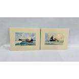 TWO MOUNTED WATERCOLOURS DEPICTING GREAT YARMOUTH FISHING TRAWLER "GIRL ELLEN" ATTRIBUTED TO G.