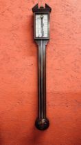 A RUSSELL OF NORWICH REPRODUCTION MAHOGANY MERCURY STICK BAROMETER THE GAUGE MARKED RUSSELL NORWICH.