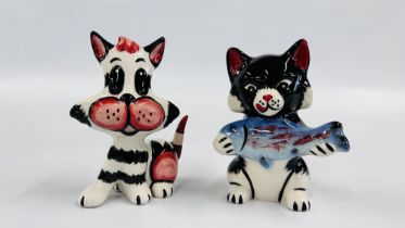 TWO LORNA BAILEY COLLECTORS CAT ORNAMENTS TO INCLUDE TUNA AND KATRINNA BEARING SIGNATURE H 13CM.